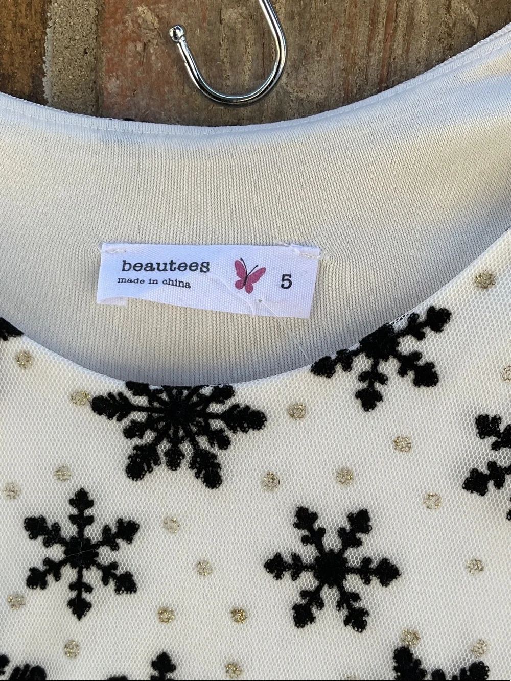 Take 50% OFF- Beautees Girls White & Black Snowflake Tulle Dress, Size-5